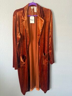 Cavender's NWT Velvet Burnt Orange Long Jacket L/XL